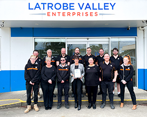 Suzanne Lewis (centre) and her team at Latrobe Valley Enterprises.