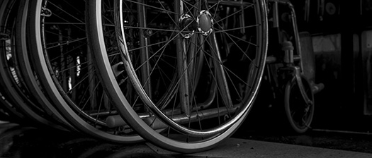 Close up of wheelchair wheels