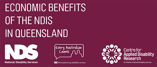 Banner with the words 'Economic benefits of the NDIS in Queensland'