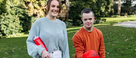 Disability worker Tanae with Darcy a 17-year-old living with Down Syndrome