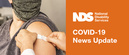 Nurse applying a band-aid to a patient's arm after receiving a vaccination. Text reads: COVID-19 News Update
